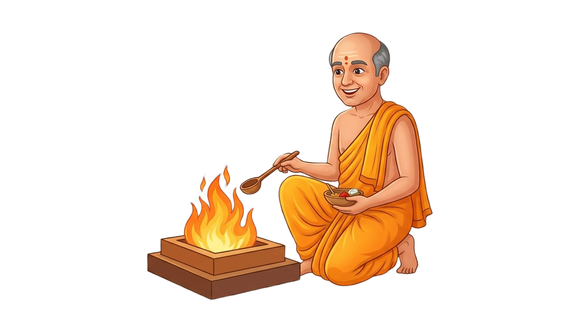 Transparent pandit ji cutout for North Smart Vedik Puja hero section
