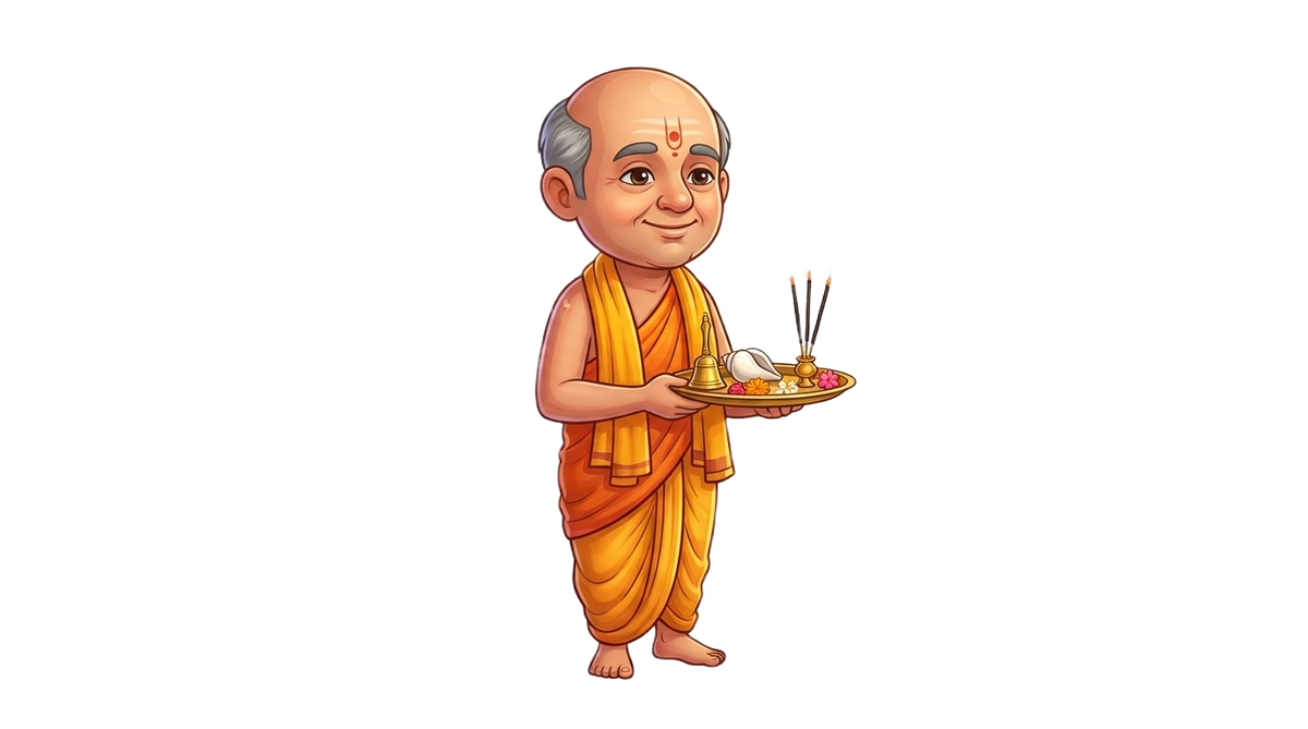 Transparent pandit ji cutout for North Smart Vedik Puja contact section