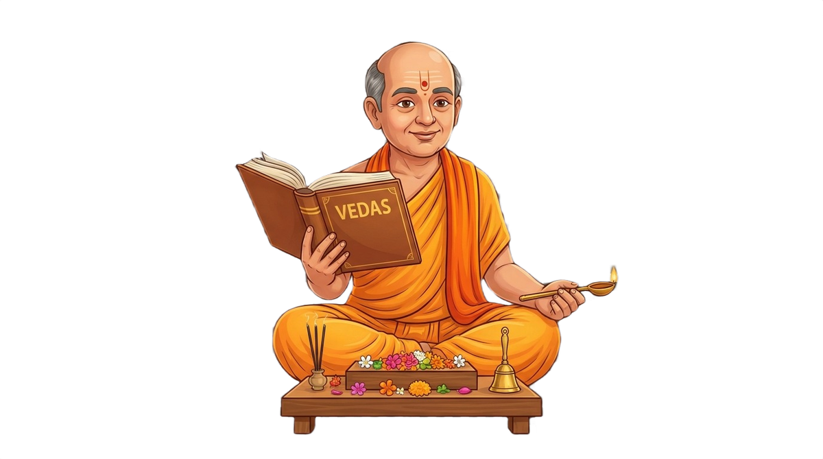 Transparent pandit ji cutout for North Smart Vedik Puja booking section